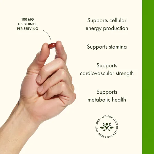 Vista 4 de Swanson Ubiquinol - 100 mg - para la salud del corazón, la energía cerebral y el apoyo antioxidante - Ayuda a la producción de ATP* - Sin OMG - 120