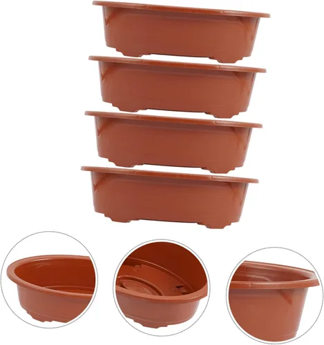 Vista 3 de HANABASS 4 macetas de plástico para decoración de habitación, macetas de jardín para interiores y exteriores, bonsái, macetas de plástico
