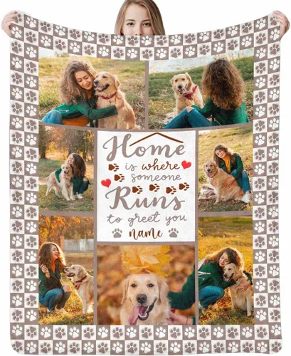 Vista 15 de Manta personalizada con imagen, mantas de memoria personalizadas para perros, hechas en Estados Unidos, imagen personalizada para pérdida de 1 Foto