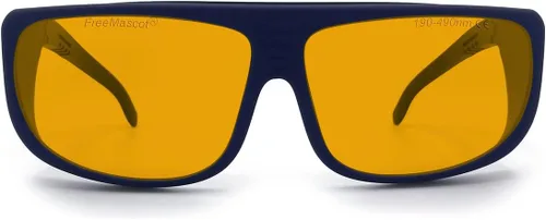 Vista 7 de FreeMascot Profesional OD 6+ 190nm-490nm Longitud de onda Violeta/Azul Laser Gafas de Seguridad para 405nm, 445nm, 450nm, 473nm Laser