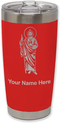 Vista 34 de LaserGram Vaso aislado al vacío de 20 onzas, Saint Jude, grabado personalizado incluido (negro)