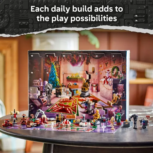 Vista 4 de LEGO Calendario de Adviento de Star Wars 2025 juguete para niños, juego de cuenta regresiva de vacaciones con 24 juguetes para niños y niñas, a