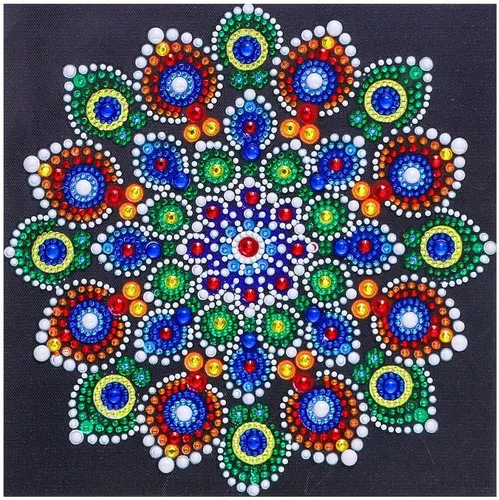 Vista 9 de LUSandy Kit de pintura de diamantes de mandala colorido 5D para adultos, taladro parcial, pintura de diamantes de mandala luminosa