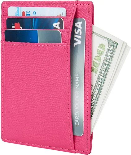 Vista 2 de LinsCraft Pequeñas carteras de bolsillo con bloqueo RFID para hombres y mujeres