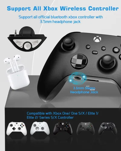 Vista 3 de OLCLSS Adaptador de auriculares Bluetooth para control Xbox, adaptador de auriculares Xbox One, adaptador de micrófono Xbox para Xbox OneOne SXElite
