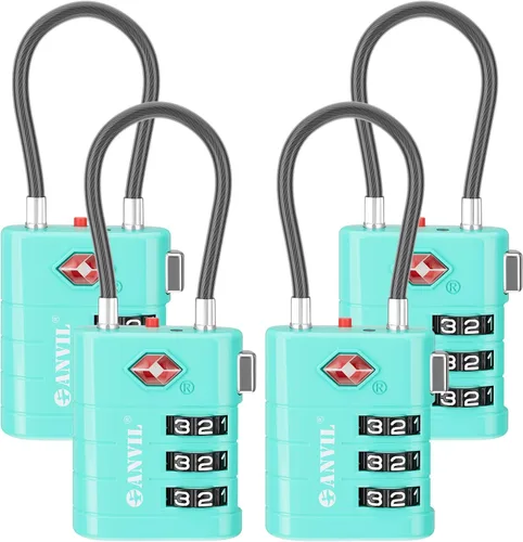 Vista 10 de ANVIL Candados para Equipaje Aprobados por TSA – Candados de Viaje de Combinación TSA008 de Alta Seguridad con Indicador de Inspección para Maletas