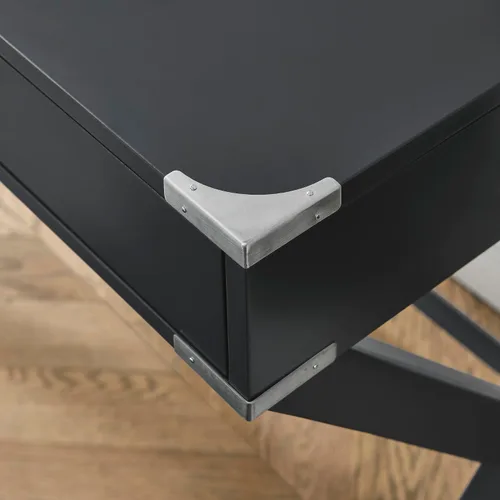 Vista 5 de ECLYL Escritorio para computadora con almacenamiento, escritorio de madera maciza con cajones, mesa de estudio moderna para oficina en casa