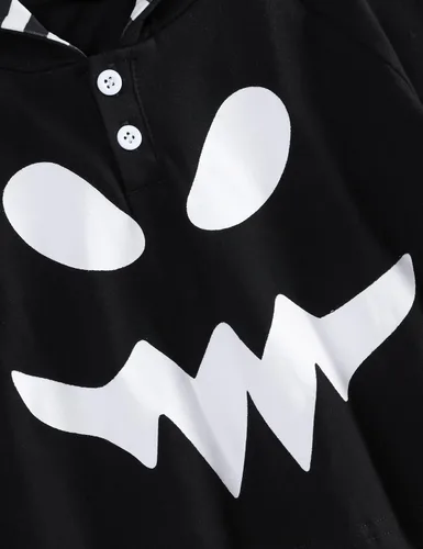 Vista 4 de RCPATERN Sudadera con capucha para bebé niño de Halloween, sudadera con capucha y estampado de murciélagos, ropa de Halloween para bebé, 6 meses-3