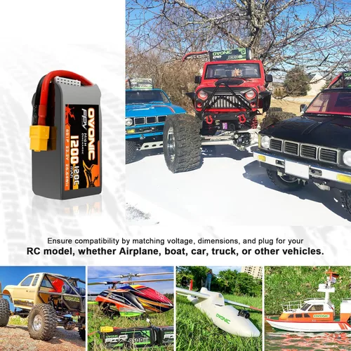 Vista 5 de OVONIC 6s Lipo Batería 120C 1200mAh 22.2V Lipo Batería con XT60 Conector para RC FPV Racing Drone Quadcopter