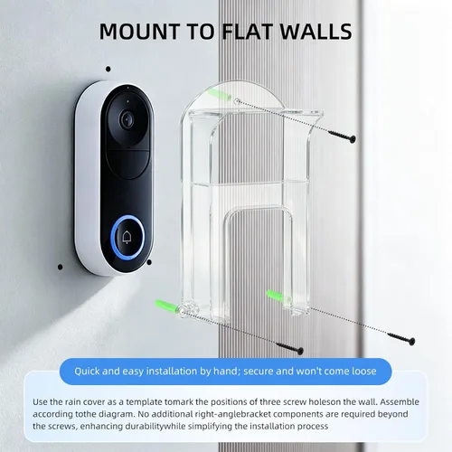 Vista 6 de Cubierta de lluvia de plástico transparente para timbre, protector impermeable para todos los modelos de videoporteros Ring 1/2/3/4/2020/Pro/Pro 2