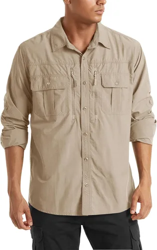 Vista 12 de TACVASEN Camisa de pesca de manga larga para hombre, de secado rápido Negro