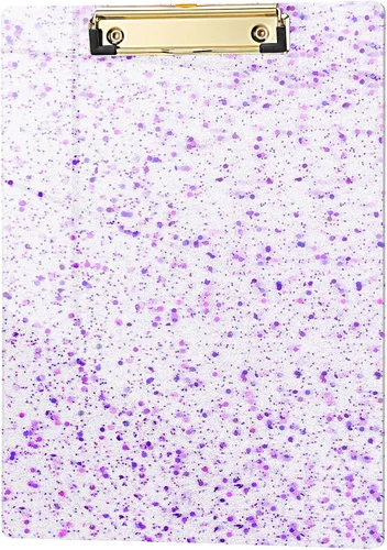 Vista 50 de Hongri Portapapeles de Plástico y Acrílico con Purpurina, 8.5x11" Portapapeles Tamaño Carta A4 Estándar para Aula, Profesor, Mujeres. Bonito