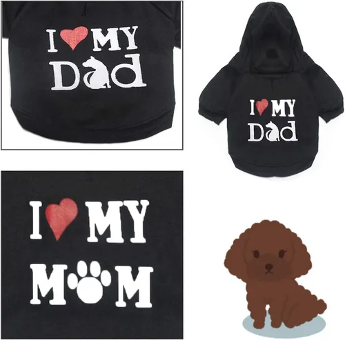 Vista 4 de Ropa para perros y mascotas, suéter suave y grueso para cachorros, sudaderas con capucha de invierno negro para cachorros para perros pequeños