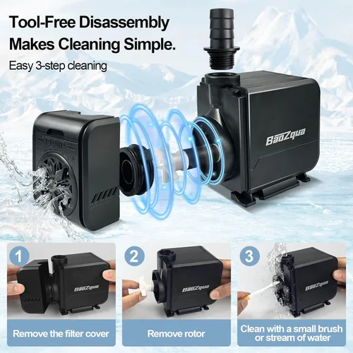 Vista 7 de Bomba de agua sumergible de 320 GPH (1200 L/H, 15 W), bomba de fuente silenciosa y de bajo consumo, para acuario, pecera, estanque, fuente, cascada