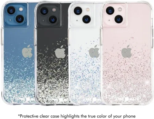 Vista 4 de Case-Mate - Funda Twinkle de color degradado para iPhone 13 Mini con elementos decorativos reflectantes, protección contra caídas desde 10 pies, 5.4