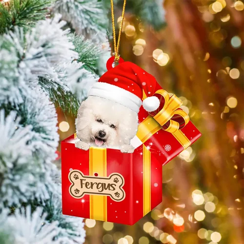 Vista 42 de Adorno de Navidad personalizado de Akita Inu, nombre personalizado Akita Inu para árbol de Navidad, en caja de regalo roja