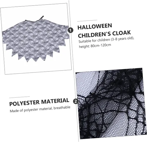 Vista 8 de MUCKLILY 2pcs Children's Spider Web Cape Halloween Child Costume Halloween Costume Cape Gothic Spiderweb Cape