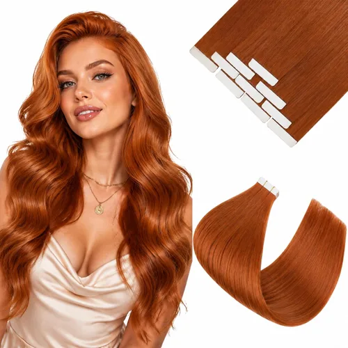 Vista 38 de Ve Sunny Extensiones de cabello humano real con cinta, cabello humano Remy, lacio, doble cara, color marrón oscuro, balayage, rubio dorado oscuro