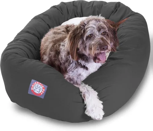 Vista 10 de Cama para perros Bagel de 40 pulgadas negra y Sherpa de Majestic Pet Products Negro