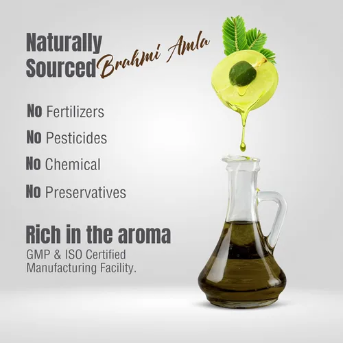 Vista 5 de HerbsForever Aceite Brahmi Amla con aceite de sésamo prensado en frío infundido Evita el adelgazamiento y la calvicie Promueve el crecimiento