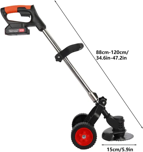 Vista 8 de Weed Eater, 3 en 1 inalámbrico Wacker - Cortadora de césped eléctrica con batería de 21 V 2000 mAh para jardín y patio con rueda (negro EE.UU.)