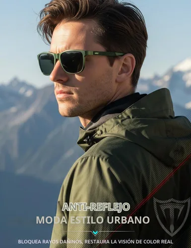 Vista 3 de ATTCL Polarized Sunglasses Men Al-Mg Metal Ultralight UV400 for Driving Verde/Gris (Army Green-Grey)