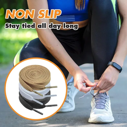 Vista 4 de Juego de 3 pares de cordones planos de múltiples longitudes para adultos, cordones atléticos, cordones de botas, cordones de zapatos para niños