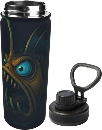 Vista 2 de Anglerfish Insulated Stainless Steel Kettle Print Funny Water Bottle Insulated Ideal for Sports and Travel