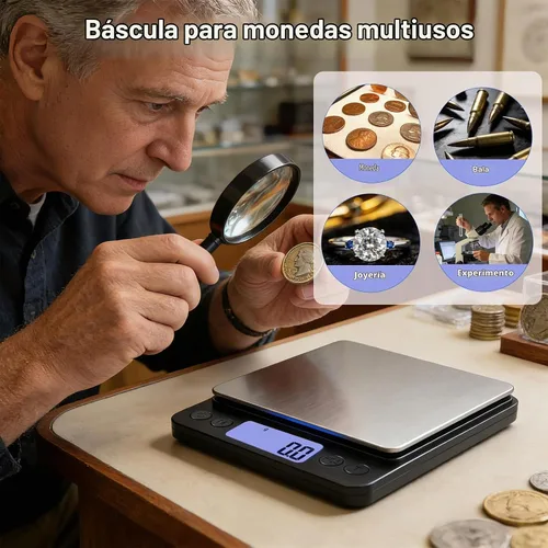 Vista 6 de SKEAP Báscula de monedas para pesar monedas, escala de gramo de alta precisión de 2.2 lbs/0.00 oz para coleccionistas de monedas, oro y joyas