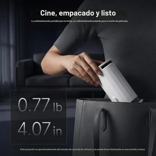 Vista 5 de Mini proyector con WiFi y Bluetooth, proyector portátil 1080P, Keystone automático, rotación de 210°, proyector inteligente con aplicación integrada
