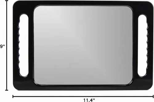 Vista 7 de Espejo de mano grande con doble mango - Espejo de mano rectangular negro