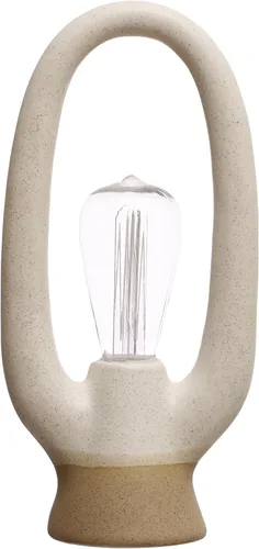 Vista 3 de Bloomingville Luz LED de gres de 12,5 pulgadas con esmalte reactivo para el hogar y la oficina, color blanco