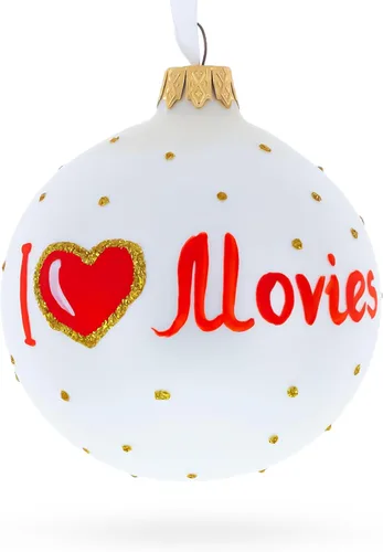 Vista 2 de Bola de cristal soplada para amantes de la película, adorno de Navidad de 3,25 pulgadas
