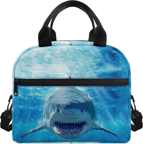 Vista 10 de Showudesigns Bolsas de almuerzo de flores de mariposa para mujer, lonchera aislada, bolsa de almuerzo reutilizable con correa ajustable
