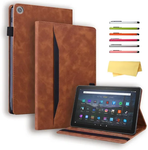 Vista 14 de Funda para Kindle Fire HD 8 de 8ª/7ª/6ª generación (2016/2017/2018) con soporte, soporte para lápices, bolsillos