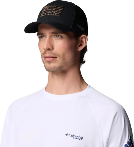 Vista 293 de Columbia Gorra de bola de malla Bandera antigua de malva/blanco/pescado