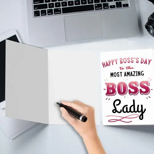 Vista 5 de Tarjeta única del día del jefe para la dama jefa, precioso regalo del día del jefe para líder, regalos divertidos para mujeres, feliz día del jefe