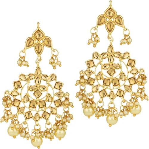 Vista 6 de Gold Plated Kundan Jewelry Necklace With Earring Set For Women