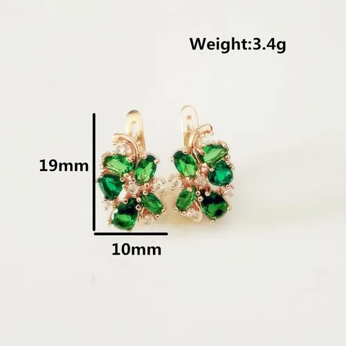 Vista 5 de MC 2024 New Flower Earrings Office Style Rose Gold 585 Color Jewelry Green Stone Earrings For Women Fashion Accessories