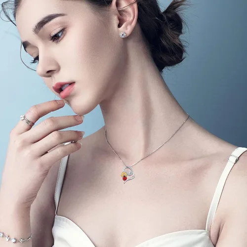 Vista 2 de Collar de mariquita de plata de ley 925, collar de animales con colgante de mariquita, joyería de mariquita, regalos de Navidad para mujeres
