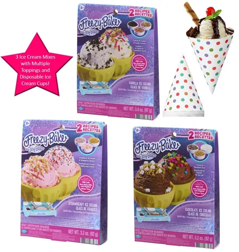 Vista 5 de ProductMix Mezclas de Helado Fáciles de Hornear y Congelar/Vainilla - Galletas y Crema y Miel de Caramelo/Fresa - Pastel Cortado y Deleite