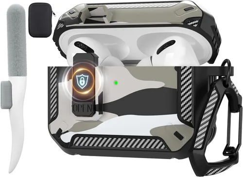 Vista 40 de Maxjoy Funda para AirPods Pro 3 2025, MagSafe compatible con bloqueo automático, funda protectora a prueba de golpes con soporte para teléfono