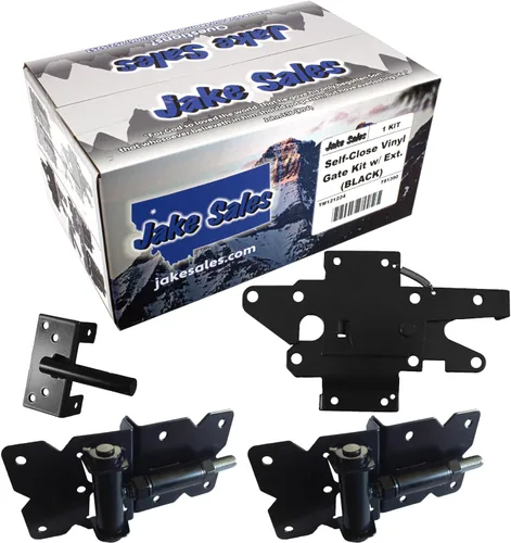 Vista 13 de Kit de herrajes para valla de vinilo de cierre automático, color blanco, puerta individual con 2 bisagras y pestillo