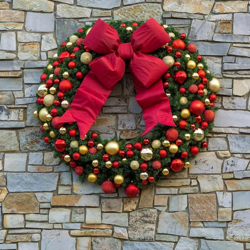 Vista 2 de Big Red - Lazo decorativo grande de Navidad para exteriores (15 pulgadas, nailon estructural rojo 3D)