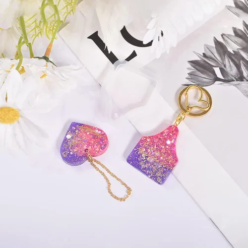 Vista 6 de Weenkeey 6 piezas de molde de resina en forma de corazón, dijes de silicona para joyería de bricolaje y manualidades, collar colgante de corazón