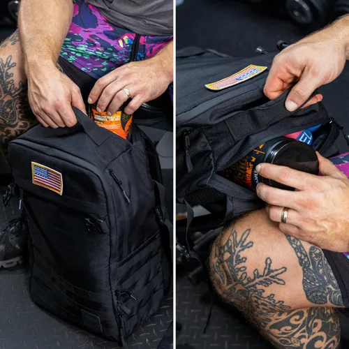 Vista 5 de Bolsa de gimnasio Serious Steel Fitness Bolsa de lona de nylon 1000D Resistente, Negro
