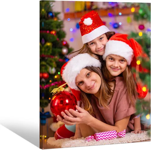 Vista 10 de GagetElec Foto personalizada al lienzo, impresiones en lienzo personalizadas con tus fotos (6 x 8 pulgadas enmarcadas), regalos de Navidad