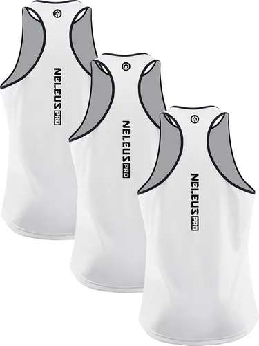 Vista 25 de NELEUS - Paquete de 3 camisetas sin mangas, con espalda en Y, Dri-Fit, para hombre, para gimnasio
