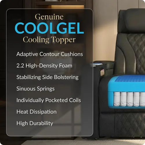 Vista 7 de Seatcraft Luminis LT - Asiento de cine en casa, fila negra de 2 plazas Negro