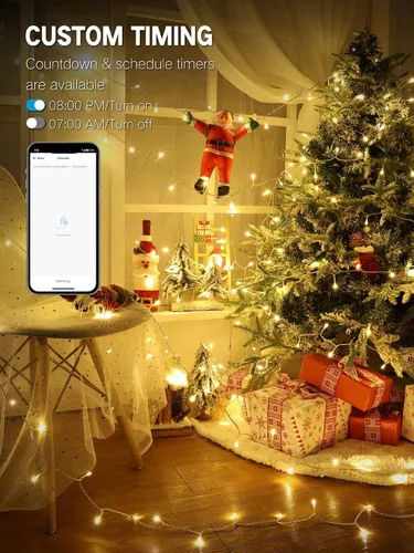 Vista 6 de Brizled Luces de Navidad inteligentes, 66 pies, 200 luces LED de color blanco cálido y blanco frío que cambian de color, luces de hadas con control